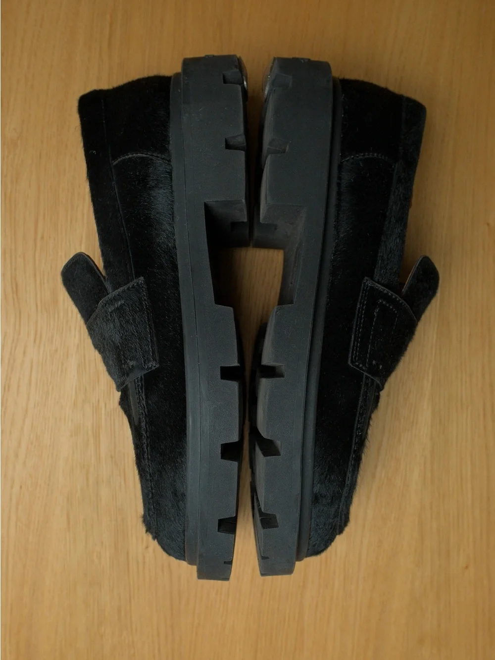Maison Margiela Calf Hair Pony Hair Lug Sole Loafers Black Size 42